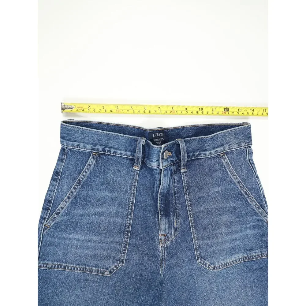 J.Crew Wide Leg Crop Utility Pocket Jeans High Rise Medium Wash Capsule Size 27